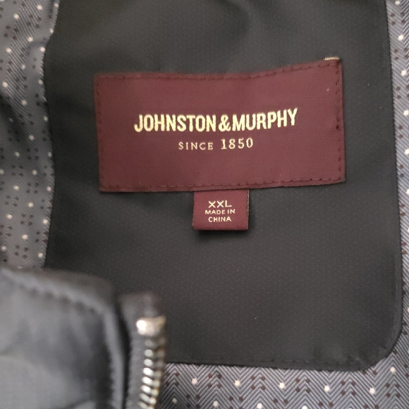 Johnston & Murphy Dark Blue Quilted Jacket with Brown Trim NWOT SZ XXL - Picture 3 of 13